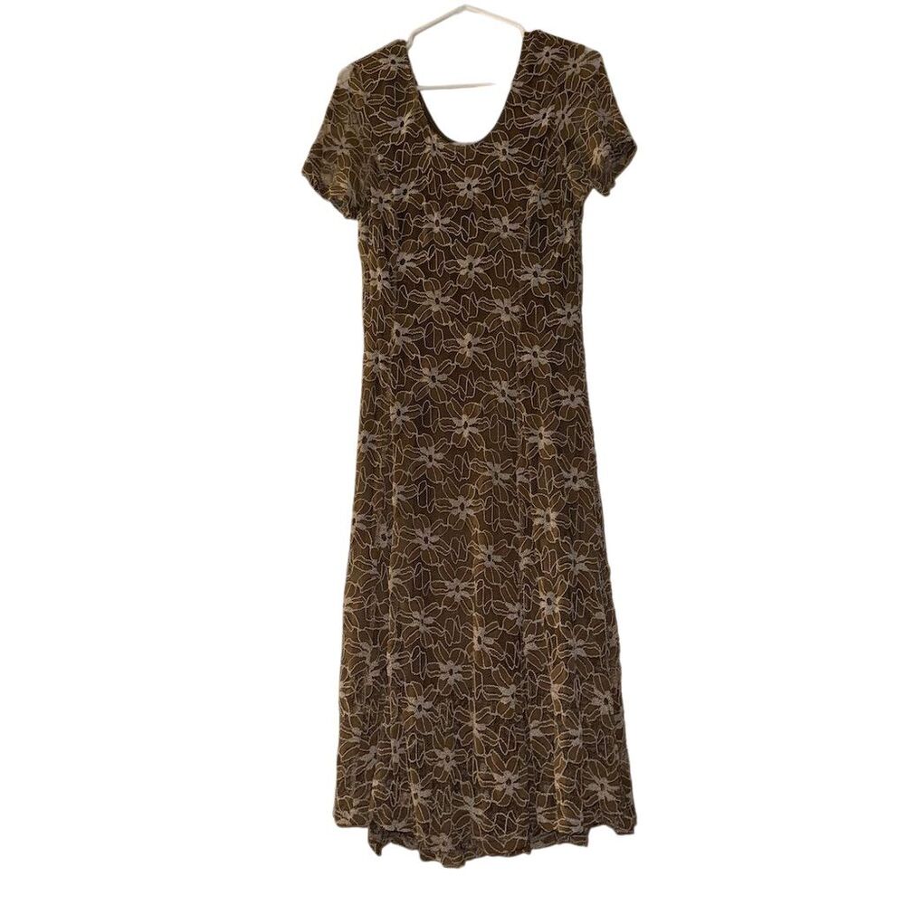 The Paragon Women's Size 10 Boho Brown Floral Lace Knee Length Dress